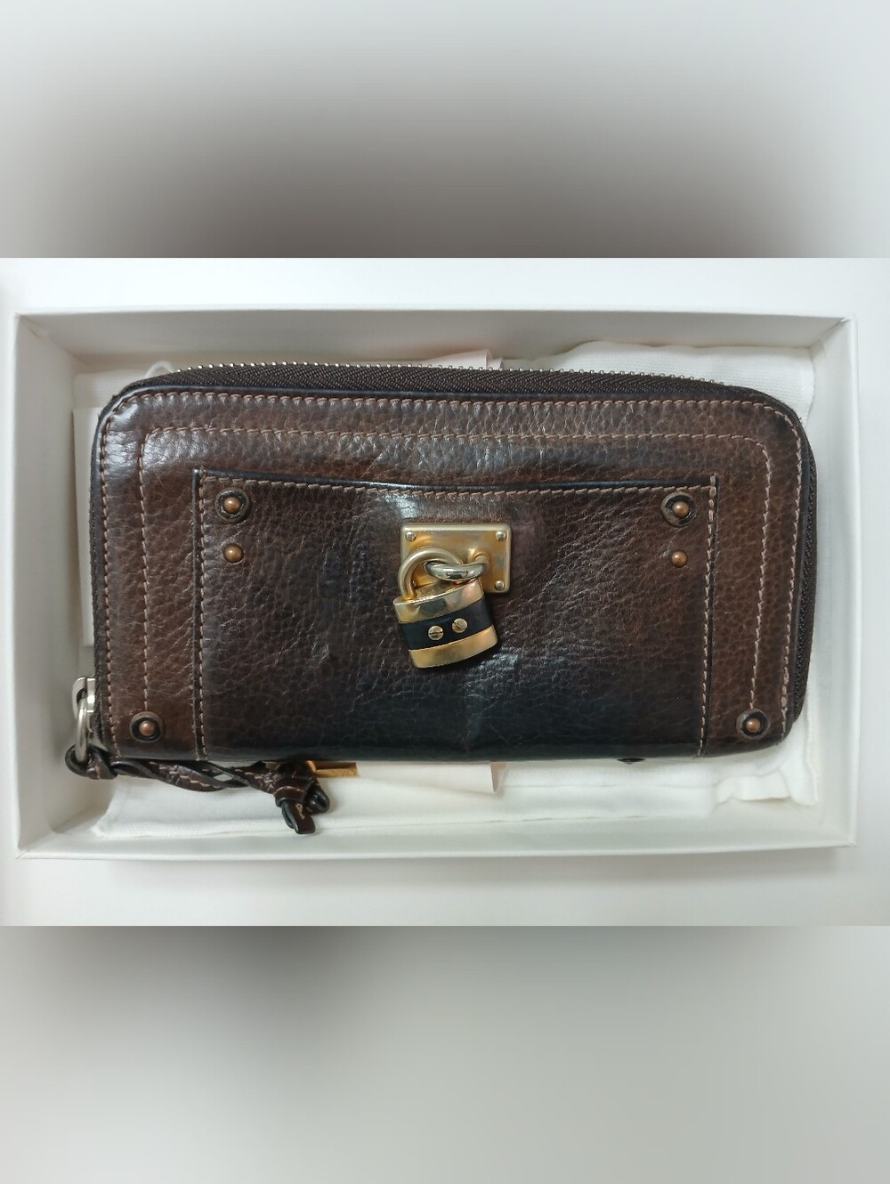 Chloe Paddington Wallet, Long, Dark Brown, With Box